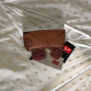 Ray Bans Round Metal Sunglasses(pink mirrored)